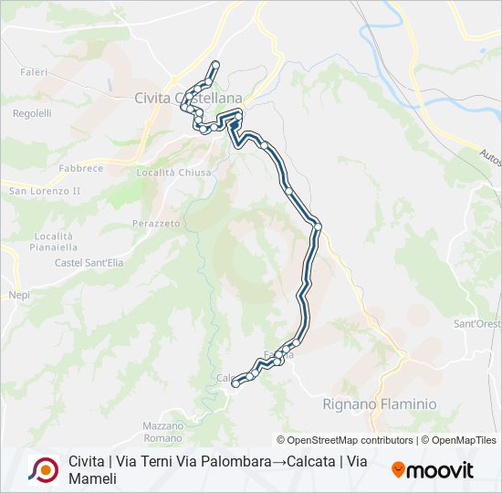 Percorso linea bus COTRAL