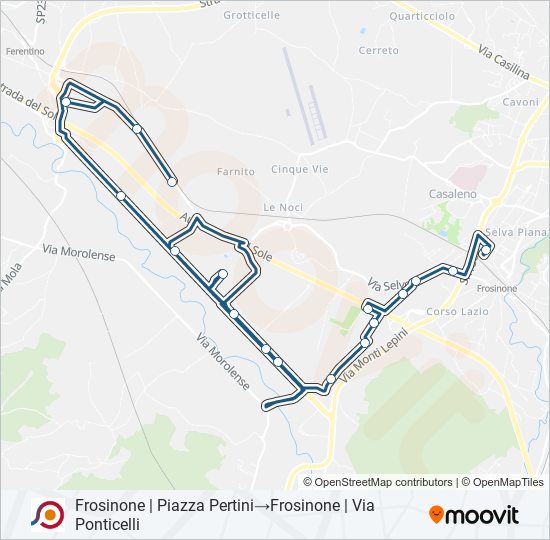 Percorso linea bus COTRAL