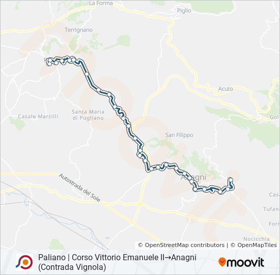 Percorso linea bus COTRAL