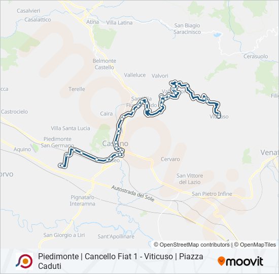 Percorso linea bus COTRAL