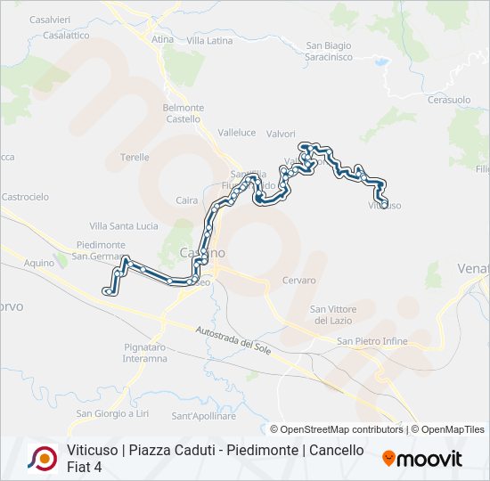 Percorso linea bus COTRAL