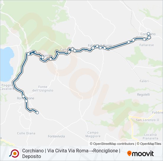 Percorso linea bus COTRAL