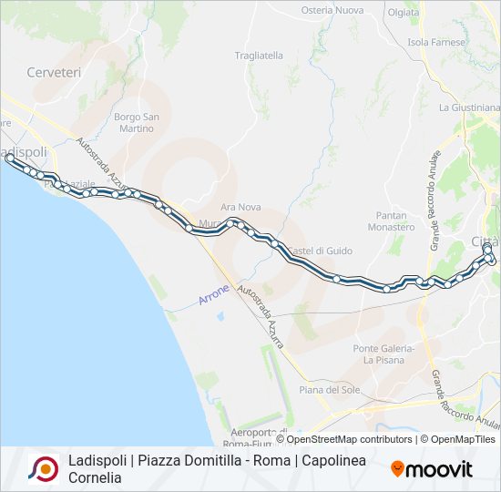 Percorso linea bus COTRAL