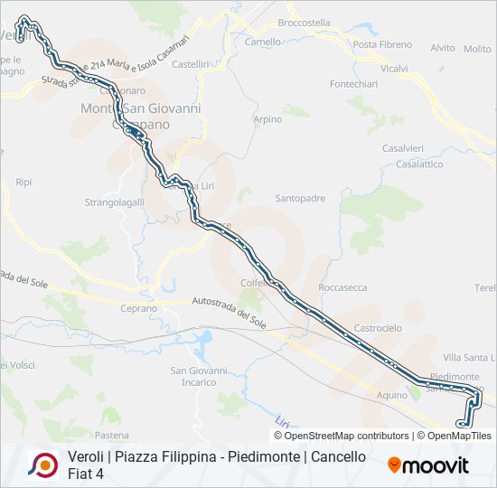 Percorso linea bus COTRAL