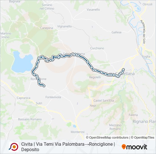 Percorso linea bus COTRAL