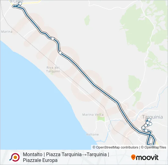 Percorso linea bus COTRAL