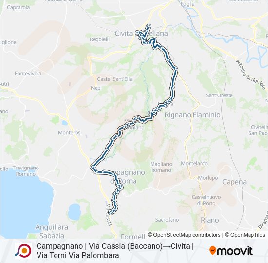 Percorso linea bus COTRAL