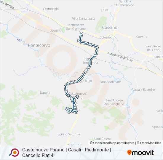 Percorso linea bus COTRAL