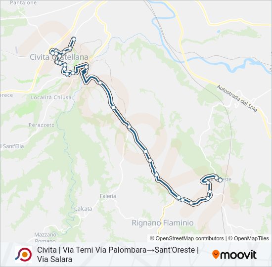 Percorso linea bus COTRAL