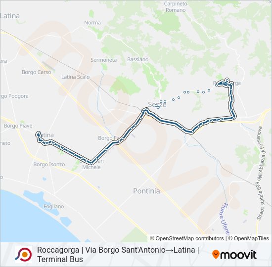 Percorso linea bus COTRAL