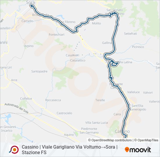 Percorso linea bus COTRAL