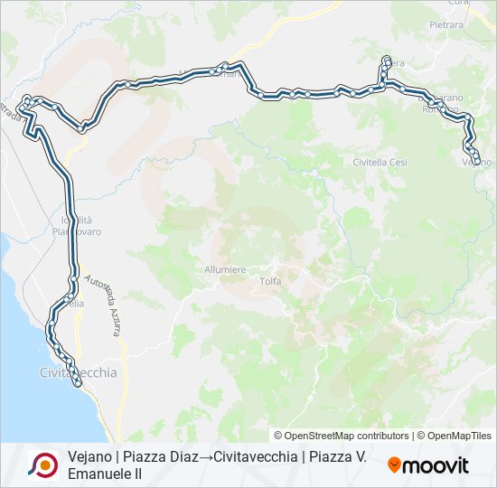 Percorso linea bus COTRAL