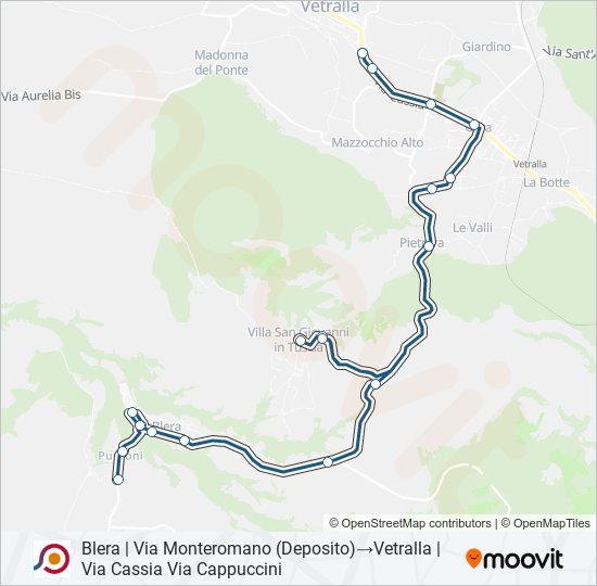 Percorso linea bus COTRAL