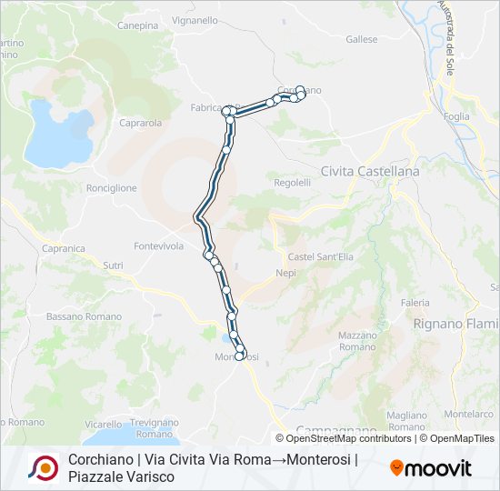 Percorso linea bus COTRAL