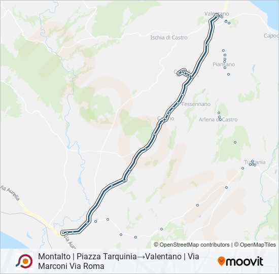 Percorso linea bus COTRAL