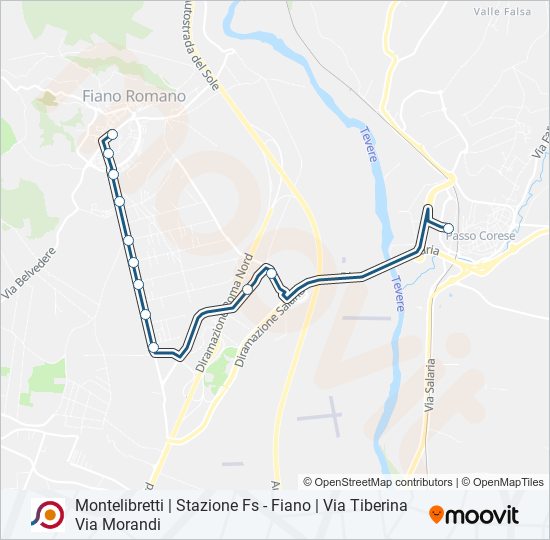 Percorso linea bus COTRAL