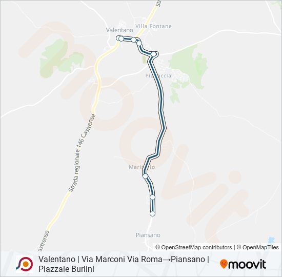 Percorso linea bus COTRAL