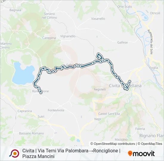 Percorso linea bus COTRAL