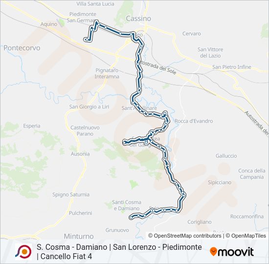 Percorso linea bus COTRAL