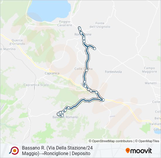 Percorso linea bus COTRAL