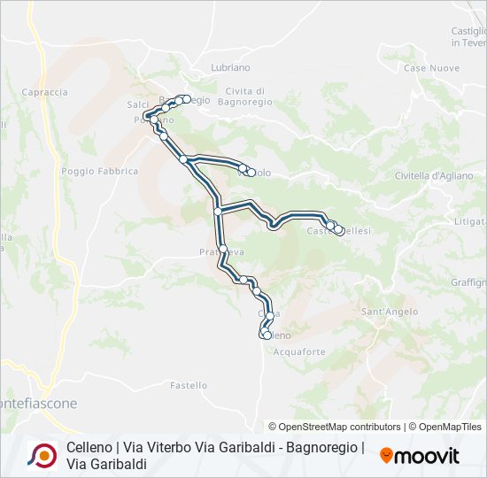 Percorso linea bus COTRAL