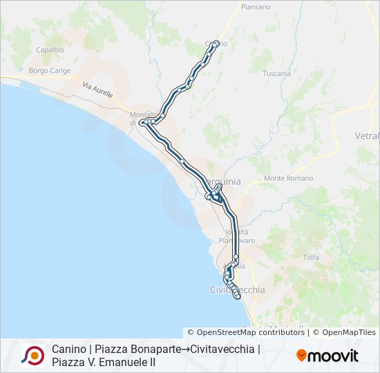 Percorso linea bus COTRAL