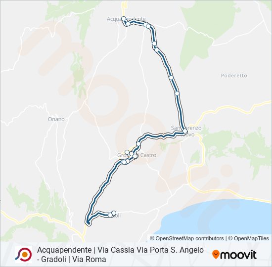 Percorso linea bus COTRAL