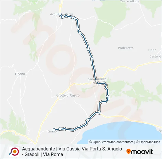 Percorso linea bus COTRAL