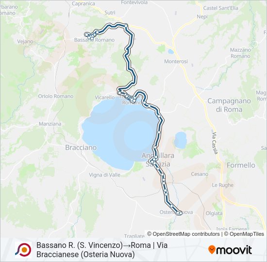 Percorso linea bus COTRAL