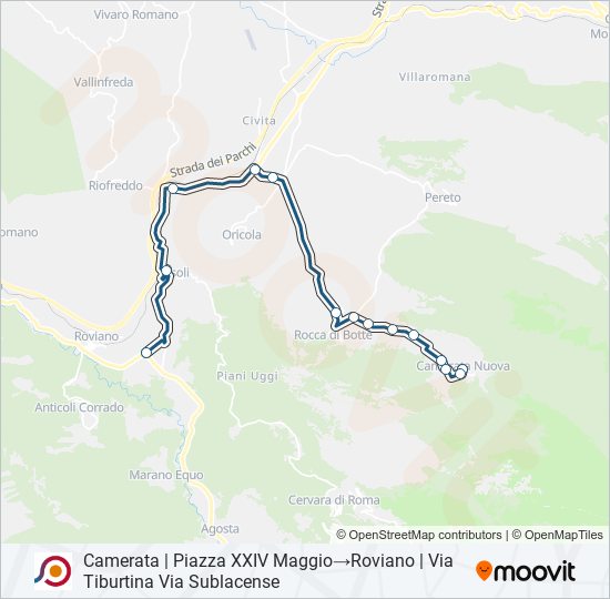 Percorso linea bus COTRAL