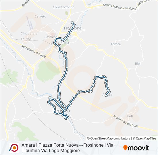 Percorso linea bus COTRAL