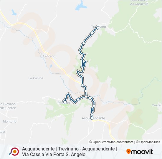 Percorso linea bus COTRAL