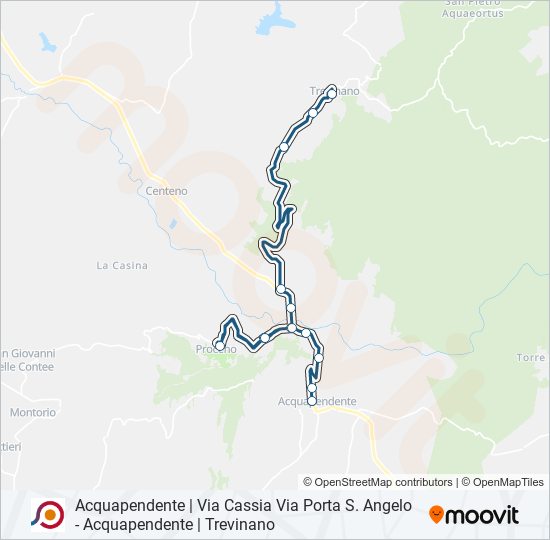 Percorso linea bus COTRAL