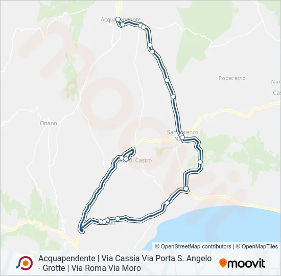 Percorso linea bus COTRAL