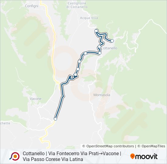 Percorso linea bus COTRAL