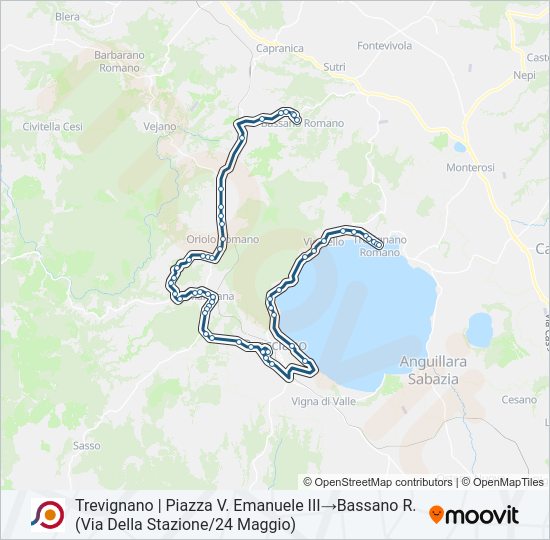 Percorso linea bus COTRAL