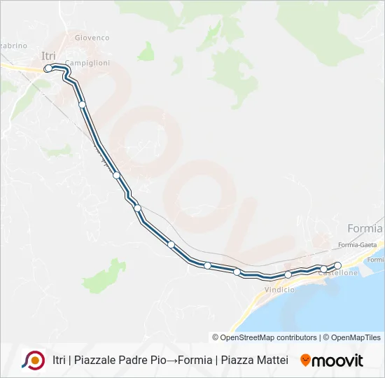 Percorso linea bus COTRAL