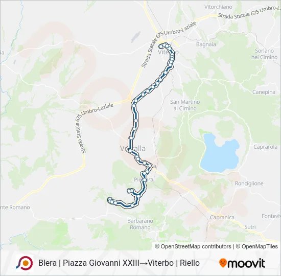 Percorso linea bus COTRAL