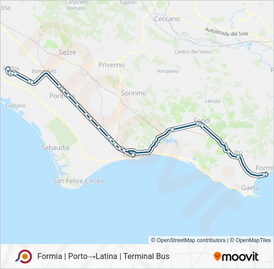 Percorso linea bus COTRAL