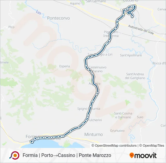 Percorso linea bus COTRAL