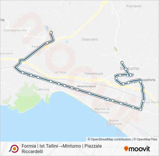 Percorso linea bus COTRAL