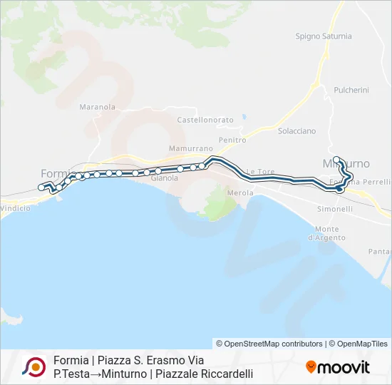 Percorso linea bus COTRAL