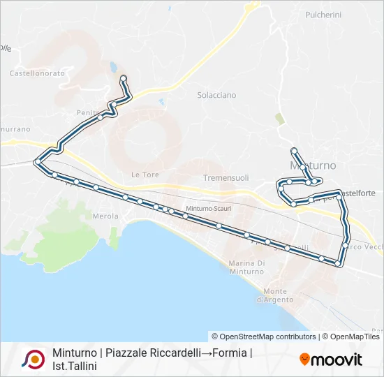 Percorso linea bus COTRAL