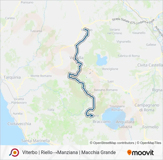 Percorso linea bus COTRAL