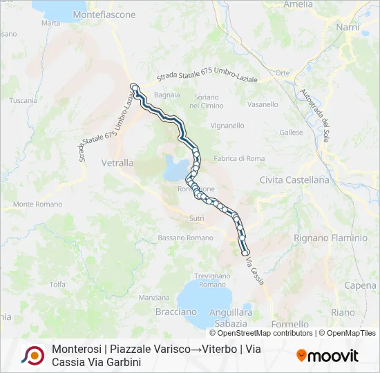 Percorso linea bus COTRAL