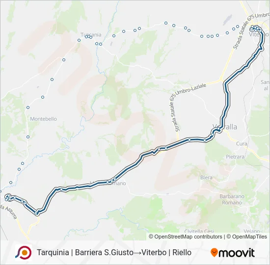 Percorso linea bus COTRAL