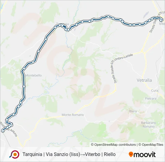 Percorso linea bus COTRAL