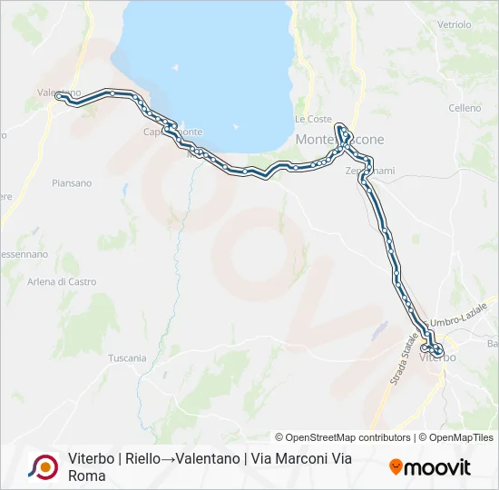 Percorso linea bus COTRAL