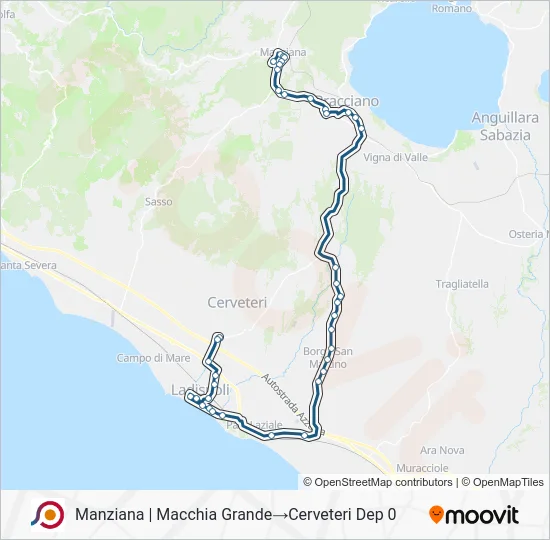 Percorso linea bus COTRAL