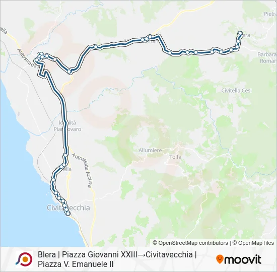 Percorso linea bus COTRAL